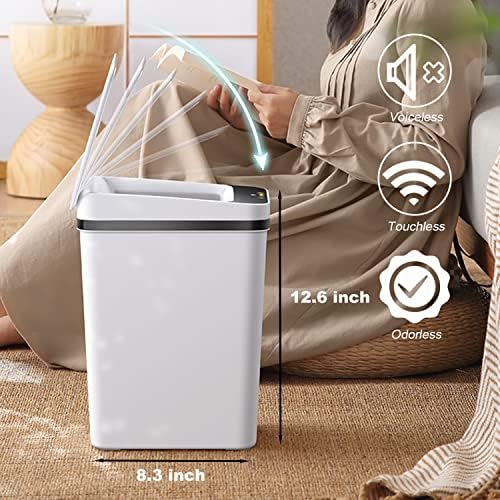 2 PACK - Slim Touchless Bathroom Trash Can - Smart Trash Can Motion Sensor - Image 4