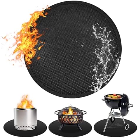36" Round Fire Pit Mat for Solo Stove Bonfire, Fireproof Mats for Under Reusable Oil-Proof Waterproof BBQ Pad for Deck Patio Grass Outdoor Indoor Grill Solo Stove Accessories by Ronsan