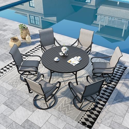 Sophia & William 7 Pcs Patio Dining Set, 54'' Round Table & Swivel Chairs by SophiaWilliam