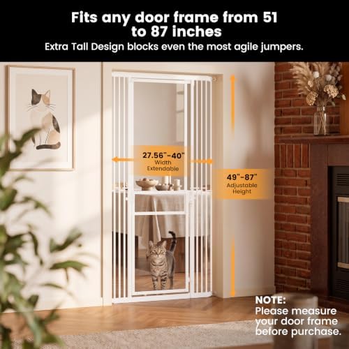 Extra Tall Cat Gate 49-87" Height Adjustable, Full Clear Acrylic Gate - Image 3