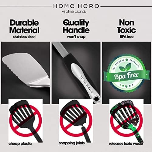Home Hero Stainless Steel Kitchen Utensils Set - Heat-Resistant Silicone & Nonstick Tools - Durable Stainless Steel Kitchen Gadgets - Complete Kit Measuring Cups & Spoons - 41-Piece Set - Image 3