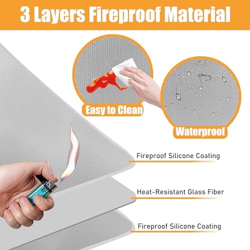 TOHONFOO Heat Resistant Mats for Countertop & Air Fryer, 29.5x21 in, Gray - Image 2