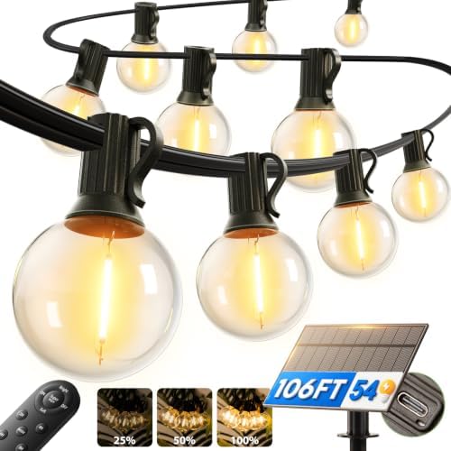addlon 100FT 54LED Solar String Lights Outdoor Waterproof with Remote, USB by addlon