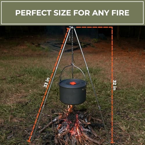 Tactiko 33" Stainless Steel Folding Camping Tripod for Cooking | Adjustable - Image 5