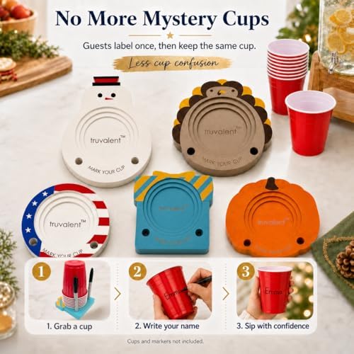 Party Cup Holder With Marker Slots & "Mark Your Cup" Engraved (Turkey) - Image 2