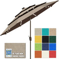 EliteShade USA 10-Year-Non-Fading 9ft 3-Tier Market Patio Umbrella, Commercial Table Umbrella with 80 Solar LED Lights, Crank Open, Windproof & UPF 50+ UV Protection for Garden, Deck, Pool, Backyard, Mushroom by EliteShade