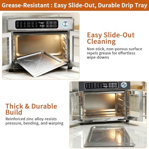 Air Fryer Replacement Parts for Emeril Lagasse 26 QT Extra Large Air Fryer, 13''×12.5'' Stainless Steel Air Fryer Crumb Tray Replacement Parts Rack with 4 PCS Oven Liner - Image 7