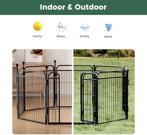 Gardner Pet Dog Playpens, 32" H 2 Add-on Panels for Small/Medium/Large Dogs, Foldable Pet Play Yard Gate Extensions, Pet Playpen, Anti-Rust, Quick Install, Black - Image 5