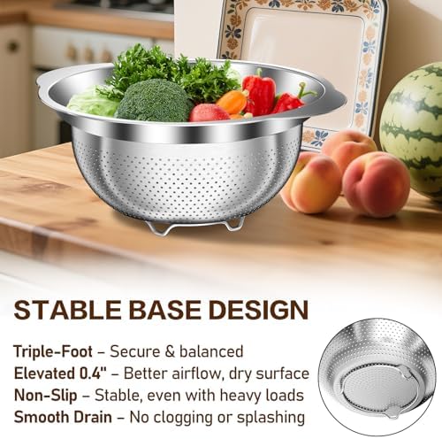 Stainless Steel Colander for Kitchen, Strainers and Colanders, 5-3-2 Qt - Image 4