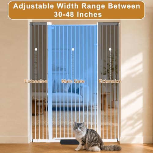 YZHDUXIU Extra Tall Cat Gate,Extra Wide Adjustable Gate(White 55" T*48" W) - Image 6