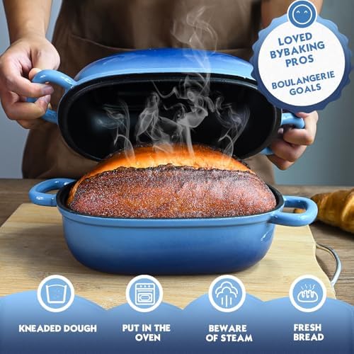 Dutch Oven 9x6 Inch, 2.5QT Cast Iron Bread Pans for Bread Baking - Image 4
