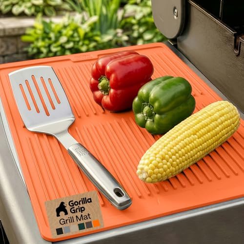 GORILLA GRIP Silicone Grill Mat, Heat Resistant Up to 550F, 16x12, Orange by GorillaGrip