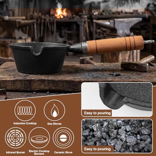 12 Pcs BBQ Mop Brush and Cast Iron Sauce Pot Set for Grilling - Image 3