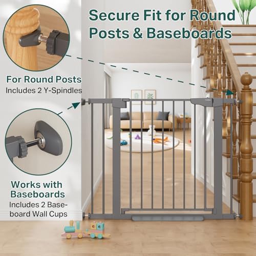 Cumbor 30-40.6 in Baby Gate for Stairs and Doorways, Dog Gate Cool Gray - Image 5