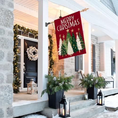 CROWNED BEAUTY Merry Christmas Trees House Flag for Outside 28x40 - Image 2