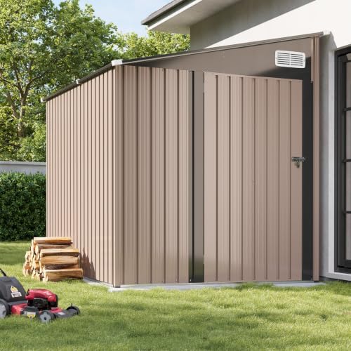 Aoxun 6x8 FT Lean-to Metal Storage Shed,Sloped Roof Outdoor Garden Cabinet by Aoxun