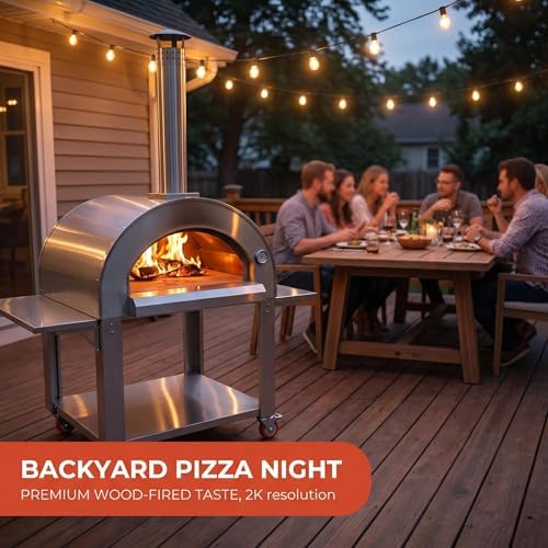 Garvee 44" Outdoor Wood‑Fired Pizza Oven,Stainless Steel Grill Oven - Image 4