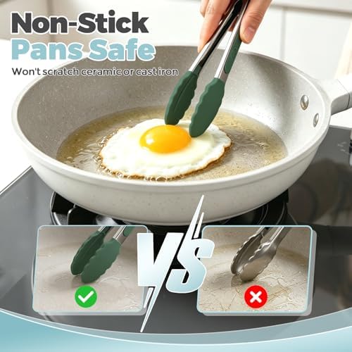 Small Cooking Tongs 7 inch Mini Serving Tongs with Silicone Tips - Image 6