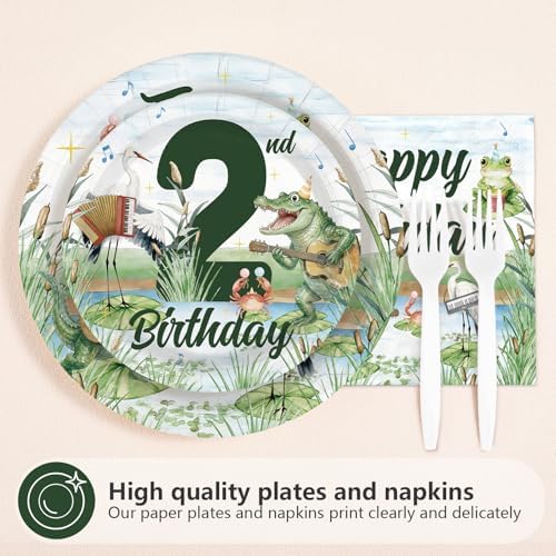 96 Pcs Crocodile 2nd Birthday Party Decoration for Kids, Serves 24 - Image 2