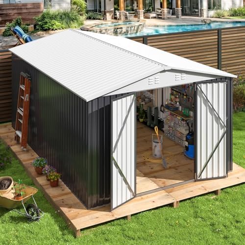 AirWire 10x14 FT Metal Garden Storage Shed with Updated Frame Structure by AirWire