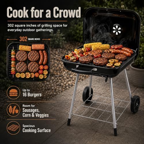 2-Pack 17.5-Inch Charcoal Kettle Grills with Wheels, 302 Sq In Grate - Image 4
