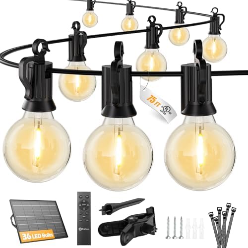 Brightown 75FT 36LED Solar String Lights Outdoor with Remote & USB Port by Brightown