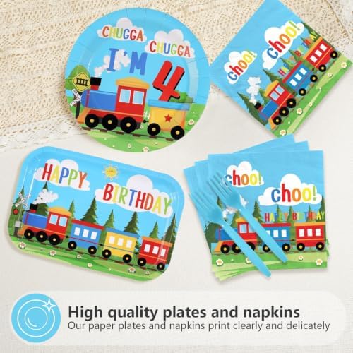96Pcs Train 4th Birthday Party Decorations for Boys Girls, Serves 24 - Image 4
