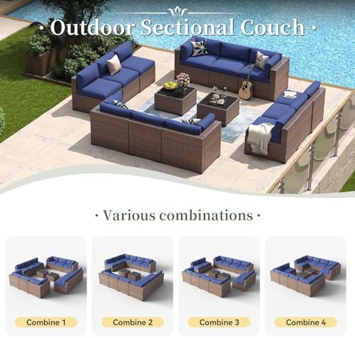 Aoxun 14 Piece Patio Furniture Set Wicker Rattan Patio Conversation Set - Image 5