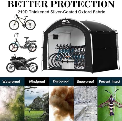 Happy Travel Outdoor Waterproof Bike Storage Tent Shed for 2/3/4/6/8 Bikes - Image 3