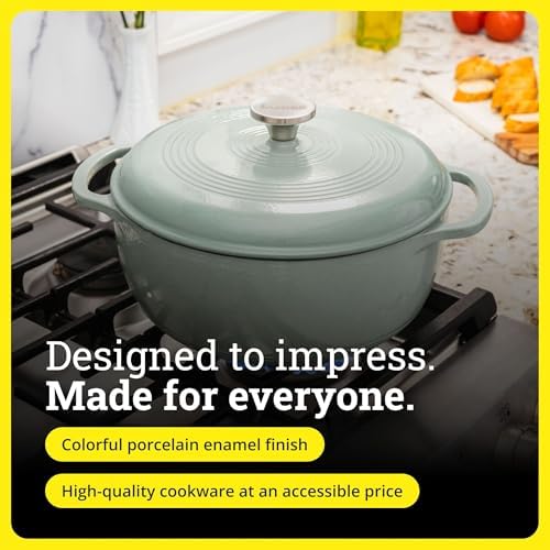 Lodge Essential Enamel Cast Iron Dutch Oven, 6 Quart, Desert Sage - Image 6