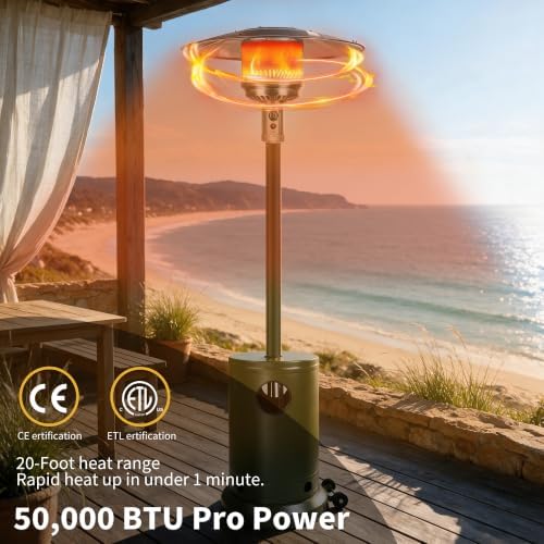 Evergreen 50,000 BTU Propane Patio Heater with Rain Cover, Multiple Color Available, Outdoor Heater with Weighted Base, Adjustable Heat Control Safety Shut-Off for Patio & Restaurant - Image 4