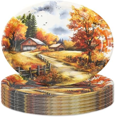 AnyDesign 50 Pcs Fall Paper Plates 12 Inch Large Watercolor Landscape by AnyDesign