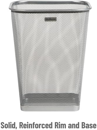 Mind Reader Mesh Trash Can, Square Wastebasket for Office or Home, 5 Gallon Capacity, Metal Mesh, Set of 2, Silver - Image 4