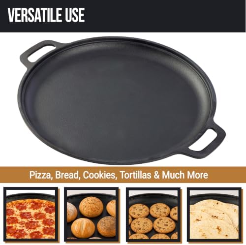 Home-Complete Cast Iron Pizza Pan with Dual Handles, 12 Inch - Image 2
