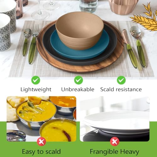 Teivio 32-Piece Plates and Bowls Sets for 8, Cerulean Hues Dinnerware Sets - Image 6