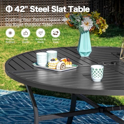SUNSHINE VALLEY 5pc Patio Dining Set, 42" Round Table & 4 Rattan Chairs - Image 6