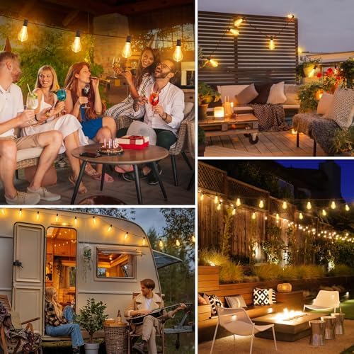 Larkvue 100FT Outdoor String Lights, Patio Light with 32 A39 Bulbs, Brown - Image 6