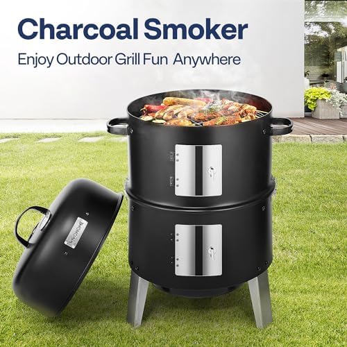 VIVOHOME 3-in-1 Vertical Charcoal Smoker - Image 6