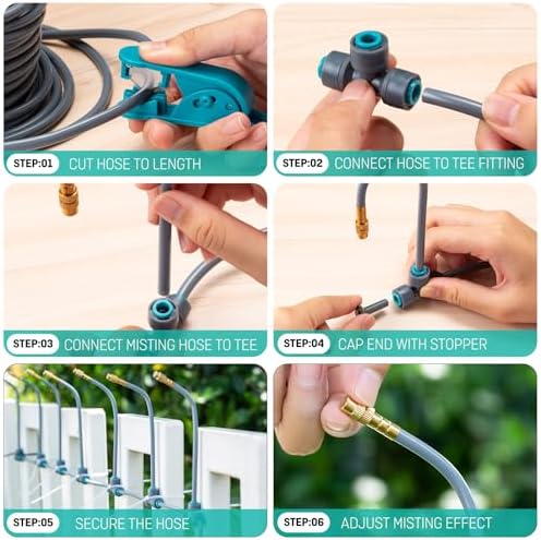 64FT Drip Irrigation System 1/4", 360° Adjustable Misting Kit for Outdoor - Image 3
