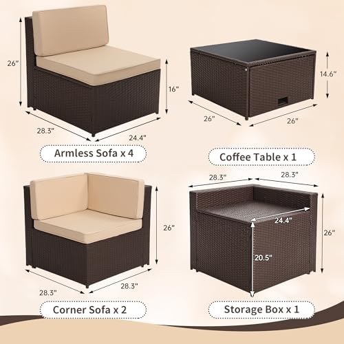 KROFEM 8 Piece Patio Furniture Set, Outdoor Modular Conversation Set - Image 6