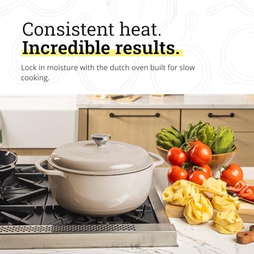 Lodge Essential Enamel Cast Iron Dutch Oven, 6 Quart, Sandalwood - Image 3