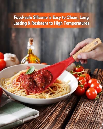 Badiano Silicone Cooking Spoon for Nonstick Cookwares, Multi-function,11.4" - Image 3