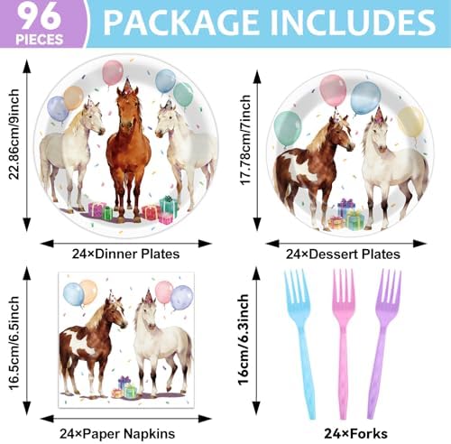 96PCS Western Horse Party Paper Plates and Napkins Horse Theme Birthday Dinnerware West Horses Racing Tableware for Derby Day Rodeo Wedding Bachelorette Baby Shower Party Decorations - Image 2