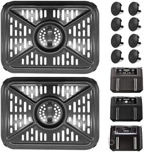 Air Fryer Grill Pan for Ninja Foodi DZ302 DZ401 DZ550 10QT DualZone Air Fryers, Air Fryer Crisper Plate Grill Plate Rack Replacement Parts Tray Accessories with Rubber Bumpers, Dishwasher Safe by GWYXC
