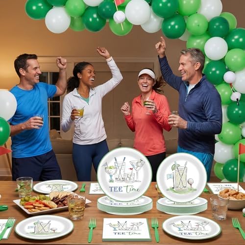 96PCS Golf Birthday Plates and Napkins Tee Time Party Supplies for Baby Shower Sports Theme Disposable Dessert Paper Plate Green Martini Golf Theme Party Fans Events Tournament Celebration Decorations - Image 6