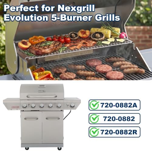 LS'BABQ Replacement Warming Rack for Nexgrill Home Depot 720-0882A 720-0882, Stainless Steel Upper Grill Warming Rack for Nexgrill Evolution 5-Burner Gas Grill Parts, 28.6" x 7.2" - Image 3