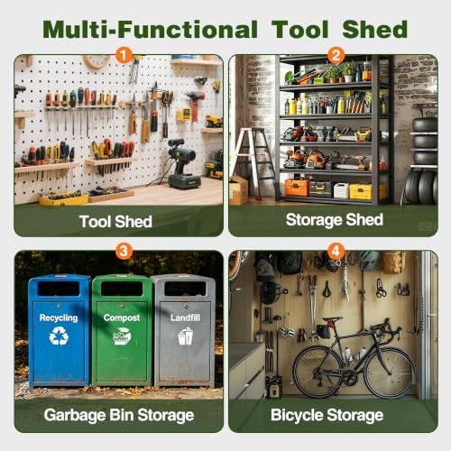 14 x 12 FT Outdoor Storage Shed, Heavy-Duty Galvanized Steel Tool Shed with Reinforced Frame, Lockable Double Door & Side Vents for Backyard Large Equipment,Dark Gray - Image 6