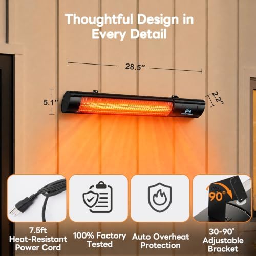 1500W Infrared Outdoor Electric Heater for Garage Patio Porch & Backyard - Image 2