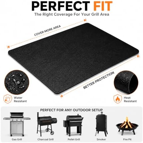 Under Grill Mat for Napoleon Prestige 500 2016-Present, Fireproof BBQ Mat for Deck Patio, Heat Resistant Protector Pad for Gas Charcoal Grill Outdoor Use - Image 2