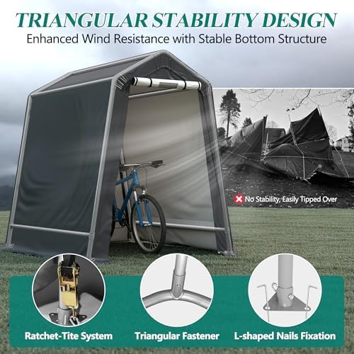 GARTOO 6' x 7' Outdoor Storage Shelter Shed, Gray - Image 5